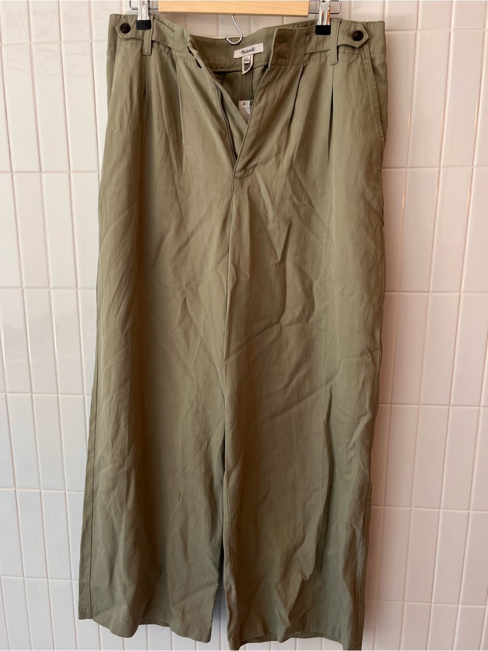 NWT Madewell Harlow Wide-Leg Trouser Size 10 Sage Olive Light Green Fair Trade
